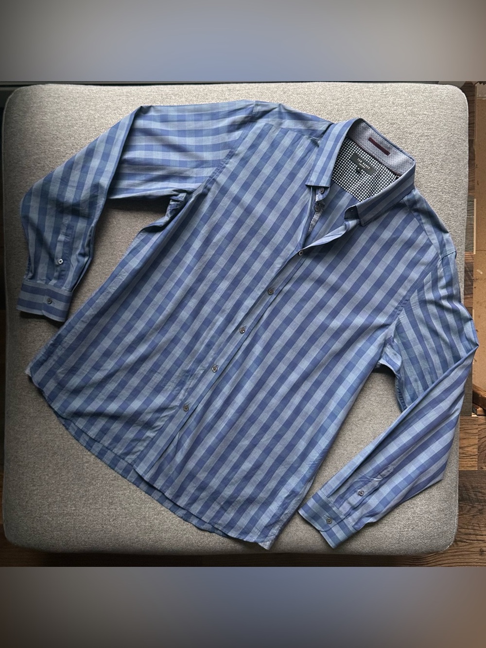 Ted Baker London Men’s Checkered Button Down Long Sleeve Shirt XXL